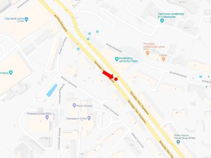 Ситилайт B в Киеве, 1.8x1.2  Українки бул., 1, БЦ "Парус", в сторону пл. Л. Українки схема