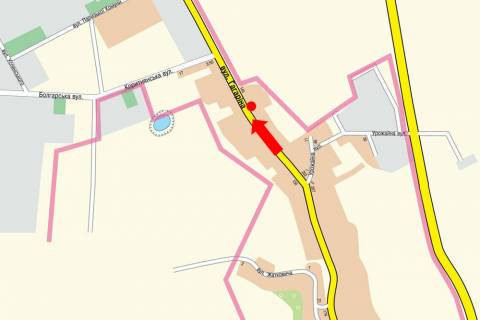Билборд A в Ужгороде, 3x6  Карпатської України (Гагаріна) вул., 60, навпроти схема