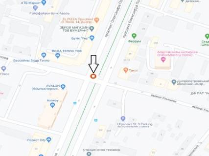 Скроллер A в Днепр (Днепропетровск) Поля пр.  (колиш. Кірова пр.) - Улянівська (Ульянова) вул., на світлофорі - 246306 схема