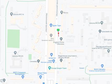 Билборд A в Киеве Оболонський пр., 16, біля ТРЦ "Dream Town", в сторону ст.м. "Мінська" схема