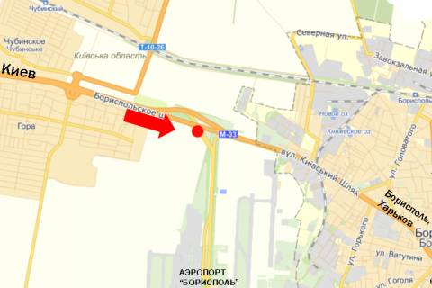 Билборд A в Киеве Трасса Киев-Борисполь, разделитель, в сторону а/п Борисполь схема