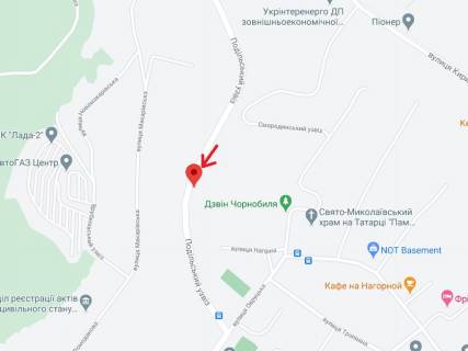 Ситилайт B в Киеве Подільський узвіз, Смородинський парк, в сторону ст.м. "Лукьянівська" схема