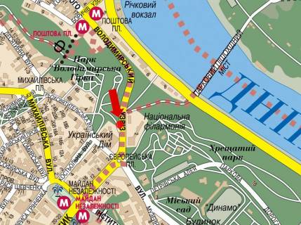Ситискролл A в Киеве, 1.8x1.2  Володимирський узвіз, 100м від Європейської пл., в бік Європейської пл. схема