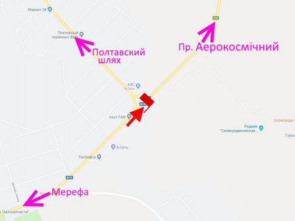 Билборд A в Высоком, 3x6  Сімферопольське шосе, с. Високий, пост ДАІ, (7), в'їзд в місто схема
