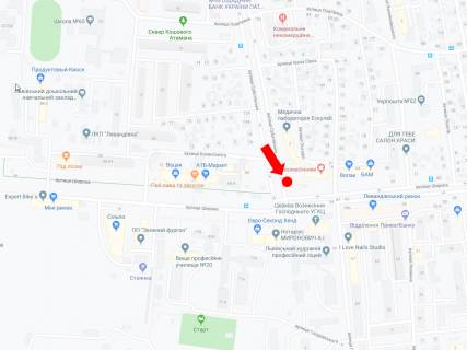 Ситилайт B в Львове, 1.8x1.2  Суботівська вул., 2 - вул. Широка (зуп. "Гніздовського"), в бік вул. Широкої схема
