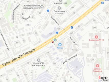 Видеоборд A в Киеве Миколи Міхновського бульвар (Дружби Народів бульвар)., 16А, супермаркет Novus, в сторону ст.м. "Дружби народів", прайс за трансляцію ролика 10 сек 1вихід/90 сек, з 0:00 до 23:59 - 304182 схема