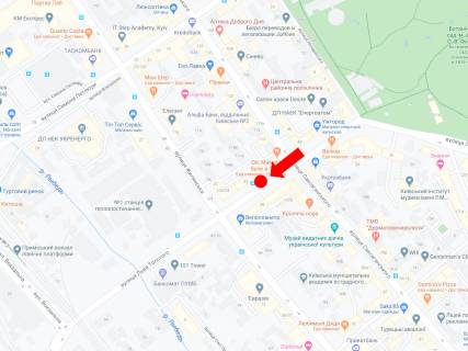Ситилайт  в Киеве, 1.8x1.2  Гетьмана Павла Скоропадського вул. (Льва Толстого). 22, в сторону вул. Жилянської схема