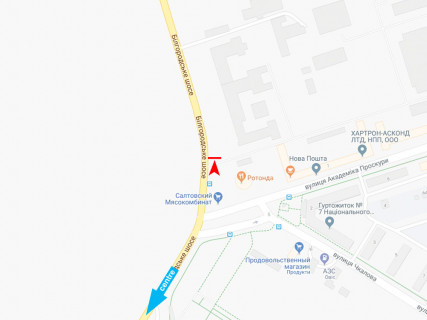 Билборд A в Харькове, 3x6  Харківське (кол. Білгородське) шосе - Проскури вул., 1, з центру схема