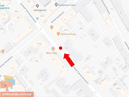 Ситилайт A в Киеве Саксаганского ул., 64, в сторону Галицька площа (Перемоги пл.) схема