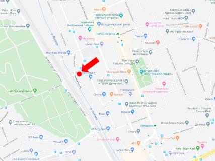 Білборд, Бігборд (Борд)  B у Києві, 2.3x3.14  Байкова вул. - вул. Ямська, в сторону вул. Грінченка схема