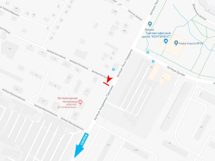 Билборд A в Харькове, 3x6  Павлова вул. - Костьольна вул., 1, в центр схема