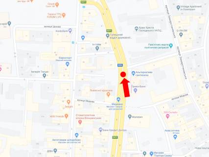 Ситискролл A в Львове, 1.8x1.2  Чорновола пр., 31, роздільник, біля клубу "Malevych", з центру схема