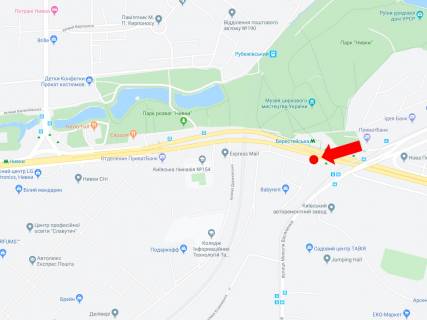 Билборд  в Киеве, 3x6  Перемоги пр. 57, ст.м. "Берестейська", з центру схема