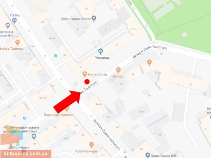 Ситилайт B в Киеве Гетьмана Павла Скоропадського вул. (Льва Толстого)., 18 / вул. Саксаганського, навпроти ресторану "Велюр" схема