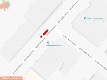 Сiтiлайт A у Києві, 1.8x1.2  Шовковична вул., 17/2 / вул. Орлика, навпроти Шоколадного будиночка, на світлофорі, в сторону вул. Лютеранській схема