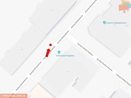 Сiтiлайт B у Києві, 1.8x1.2  Шовковична вул., 17/2 / вул. Орлика, навпроти Шоколадного будиночка, на світлофорі, в сторону вул. Інститутській схема