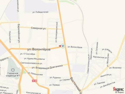 Билборд A в Бердянске Волонтеров ул. - Восточный пр. схема