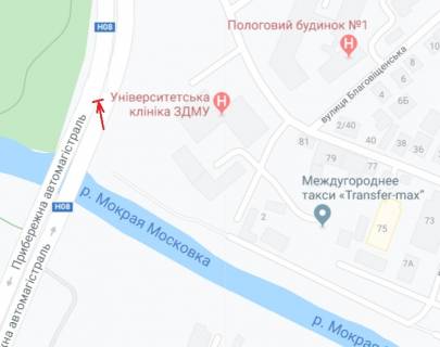 Билборд A в Запорожье, 6х3  Прибережна автомагістраль, Університетська клініка ЗДМУ схема