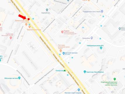 Ситилайт B в Киеве, 1.8x1.2  Українки бул., 13 / Новогоспітальна вул. (колиш. Щорса пров.), на світлофорі, в сторону пл. Л. Українки схема