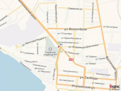 Билборд A в Бердянске Мелитопольское шоссе, 22 - Довганюка ул. схема