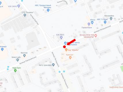 Билборд B в Ужгороде, 3x6  Капушанська (Перемоги) вул., 159 / Баб''яка вул., навпроти АЗС "WOG", з центру схема