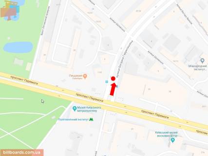 Сiтiлайт A у Києві, 1.8x1.2  Гаврилишина вул. (Колиш. Вул. Василевської), 1, роздільник, навпроти супермаркету "Сільпо", ТРЦ "Smart Plaza", в сторону Лук'янівки схема