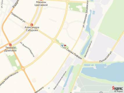 Билборд B в Киеве Лифаря вул. (колиш. Сабурова), 3, в сторону просп. Червоної Калини (Володимира Маяковського) схема