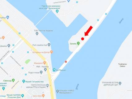 Скроллер A в Киеве, 3x6  Набережно-Рибальська вул., перед Гаванським мостом, в сторону центру, Подолу - 470400 схема