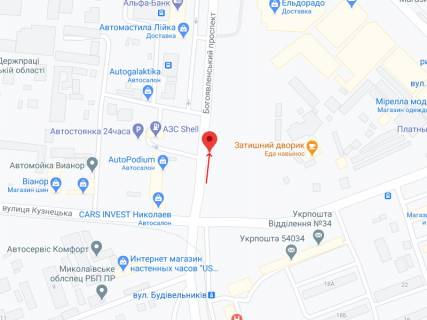 Билборд A в Николаеве Богоявленський просп. (Жовтневий просп.)., 21, навпроти - Будівельників вул. схема
