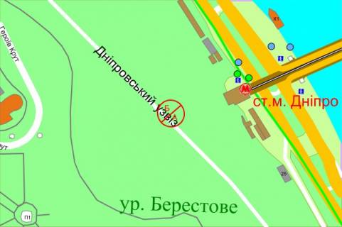 Ситилайт B в Киеве Дніпровський спуск, до Набережного шосе схема