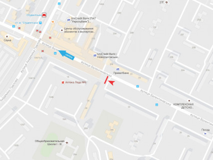 Билборд B в Харькове, 3x6  Валентинівська вул., 20, в центр схема