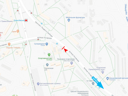 Билборд B в Харькове, 3x6  Ахсарова вул., 30а, з центру схема