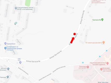 Билборд  в Киеве, 2.3x3.14  Протасов Яр вул., 39, в сторону вул. Федорова схема