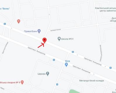 Билборд B в Каменское (Днепродзержинск), 6х3  просп. Аношкіна (р-н СШ №31 на розділовій смузі) схема