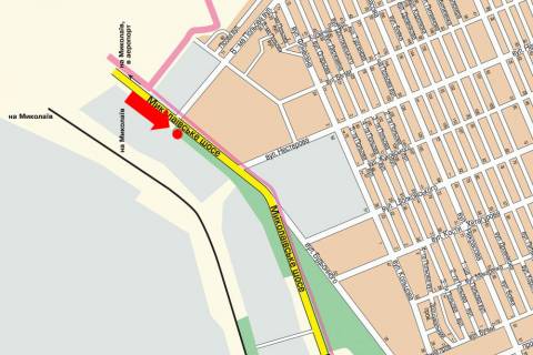 Билборд A в Херсоне, 3x6  Миколаївське шосе / 8-ма Польова вул., в центр (флажок) схема
