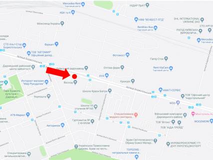 Билборд A в Киеве, 3x6  Бориспільська вул. 8, навпроти супермаркету "Велмарт", з центру схема
