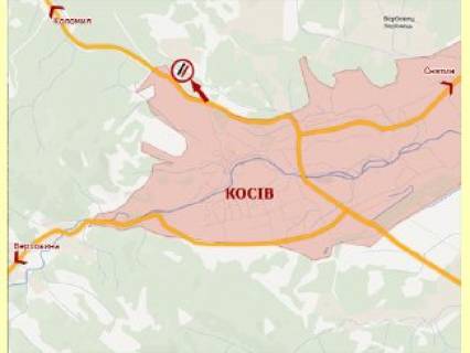 Билборд  в Косове, 3x6  Пістинська дорога , траса Коломия-Косів, (2) схема