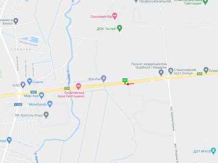 Білборд, Бігборд (Борд)  B у Києві Житомирське шосе, 500 м до посту Патрульної Поліції, з м. Київ схема