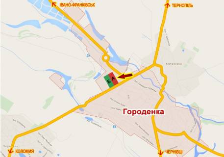 Билборд A в Городенке, 3х6  м.Городенка (сирзавод) ст.А схема