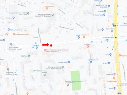 Білборд, Бігборд (Борд)   у Києві, 3x6  Єфремова вул. (колиш. Уборевича), 11 - пер Чорнобильський, біля поліклініки, в бік пр. Палладіна, ст.м. "Академмістечко" схема