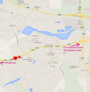 Білборд, Бігборд (Борд)  A у Пісочині, 3x6  Естакада - с. Пісочин, в'їзд в місто, (5), з боку траси Київ - Харків - Довжанський схема
