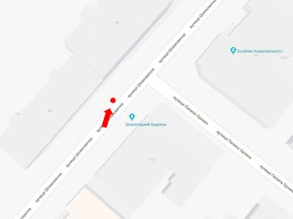 Ситилайт  в Киеве, 1.8x1.2  Шовковична вул., 17/2 / вул. Орлика, навпроти Шоколадного будиночку, на світлофорі, в сторону вул. Інститутської схема