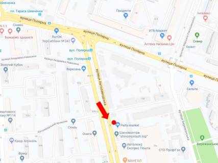 Білборд, Бігборд (Борд)   у Києві, 3x6  Автозаводська вул., 89а - пров. Автозаводський, на світлофорі, в сторону вул. Лугова, центру схема