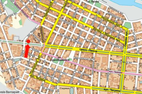 Билборд  в Николаеве, 3x6  Центральний пр. (кол. Леніна пр.) / Рюміна вул., 36, в бік Центрального ринку, супермаркету "Фокстрот", ліва схема
