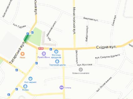 Билборд A в Остроге, 6х3м  м. Острог,  вул. Глібова, перехрестя з вул. Татарською схема