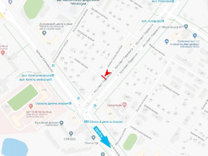 Билборд A в Харькове, 3x6  Перемоги пр. - Бойова вул., в центр схема