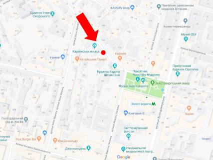 Ситилайт A в Киеве, 1.8x1.2  Ярославів Вал вул., 5, в сторону ст. м. «Золоті ворота» схема