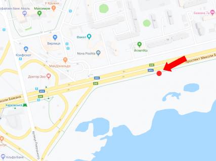 Білборд, Бігборд (Борд)   у Києві, 3x6  Бажана пр., 5 В, навпроти, в бік ст.м. "Харківська", центру схема