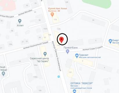 Билборд A в Ивано-Франковске Коновальця вул., 117 - Стецько вул., в сторону центру схема