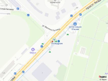 Видеоборд A в Киеве Глушкова пр. - Касіяна вул., ст.м. "Іподром", в центр, прайс за трансляцію ролика 10 сек 1вихід/90 сек, з 0:00 до 23:59 - 379476 схема